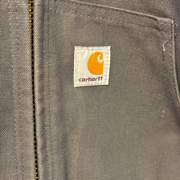 Carhartt Charcoal Hooded Puffer with Red Plaid Lining - Picture 3 of 12